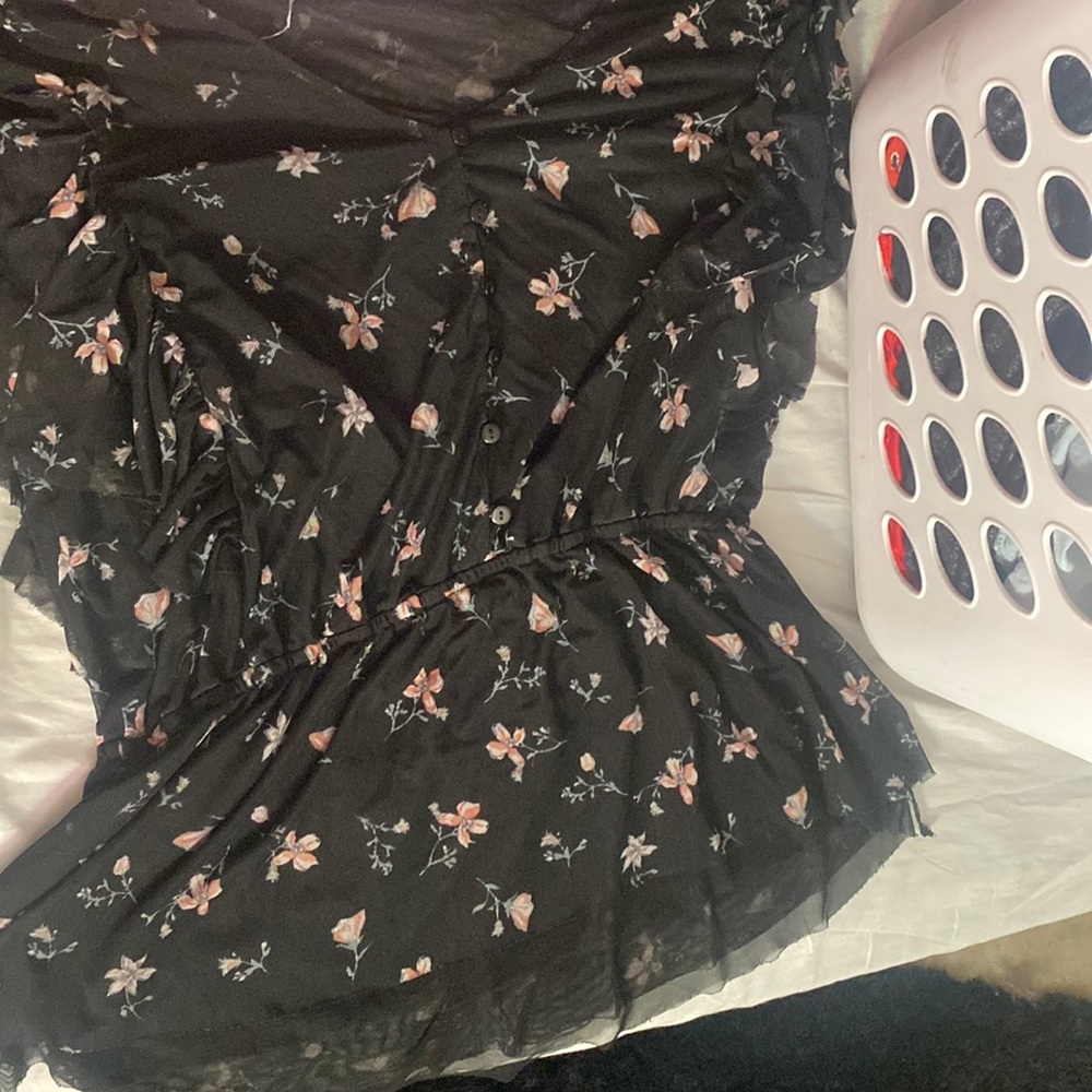 Black see through crop blouse